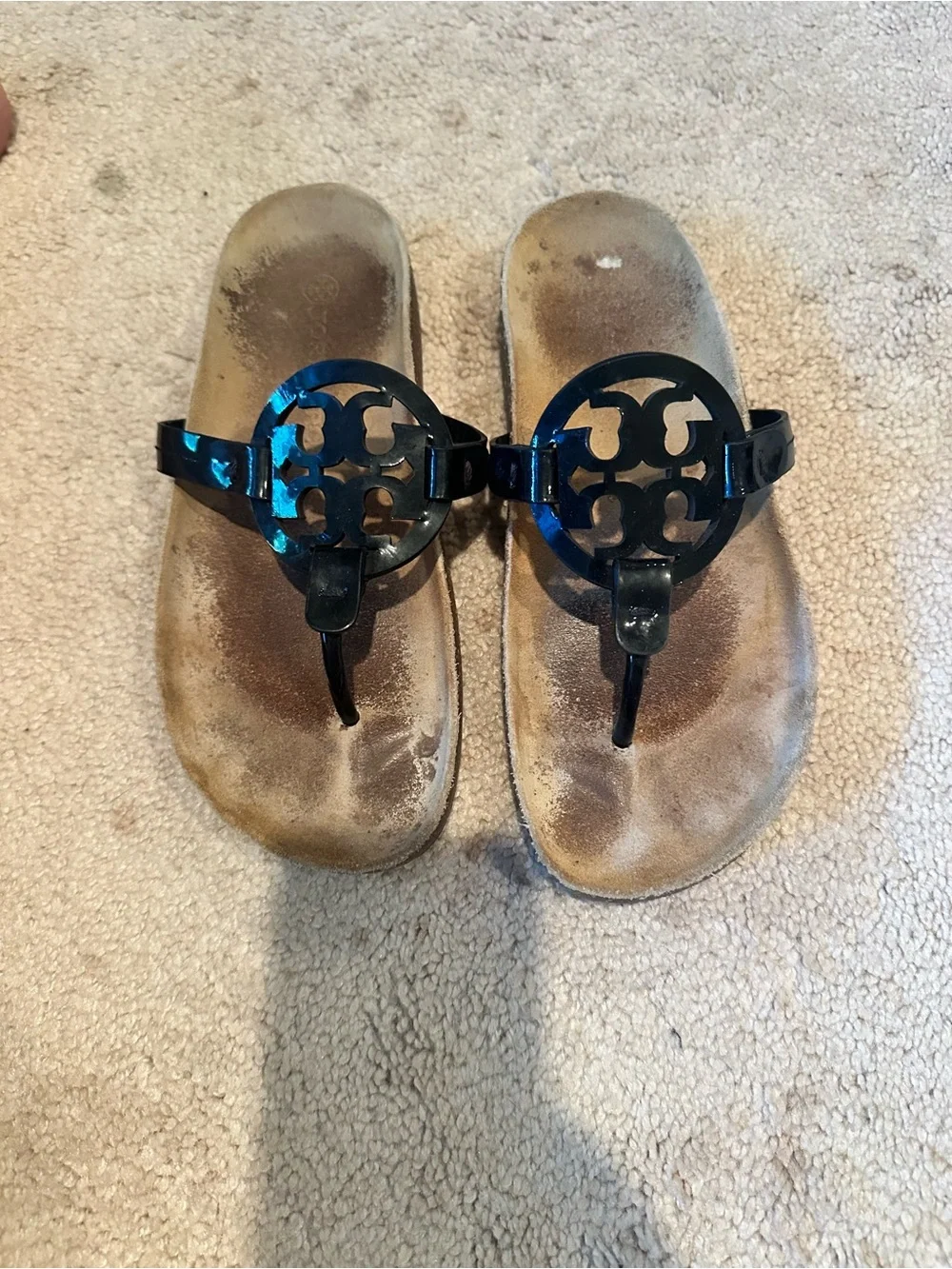 Tory Burch Black Patent Miller Sandals